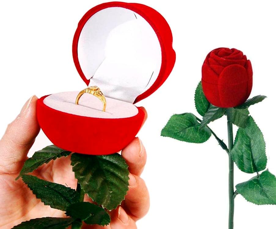 Tamanho Maior Rosa Ring Box Red Velvet Fantasia E Flor Criativa