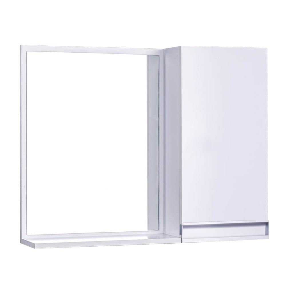 Armário Para Banheiro Com Espelho Com Puxador Metal - Branco Com Espelho À Esquerda