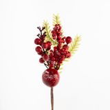Kit 4 Ramo Frutas Vermelhas Artificial Decoração Natal 28cm