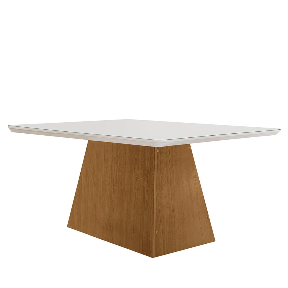 Mesa Sala De Jantar Aida 120cm Em Mdf E Vidro Com Canto Copo