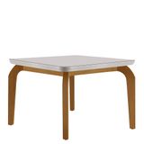 Mesa Sala De Jantar Liz 120cm Em Mdf E Vidro Com Canto Copo