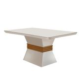 Mesa Sala De Jantar Lucy 120cm Em Mdf E Vidro Com Canto Copo