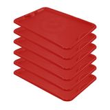 Conjunto 6 Bandejas Plásticas Self-service Refeição 48 X 32,5 X 2 Br-100 Vermelha - Della Plast