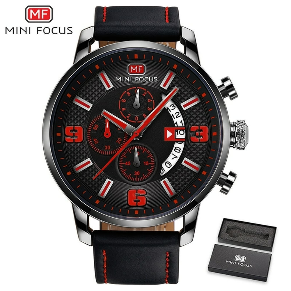 Relógio De Pulso Masculino Mini Focus Mf-0025 À Prova D&#39;água Preto