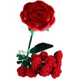 Flores De Crochê 1pcs Malha Artificial Lã Rosa Vermelha Para Gi