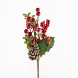 Kit 4 Ramo Artificial Frutas Vermelhas Decoração Natal 28cm