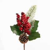 Kit 8 Ramo Artificial Frutas Vermelhas Decoração Natal 26cm