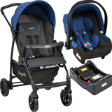 Carrinho Com Bebe Conforto + Base Burigotto Ecco Cinza Azul