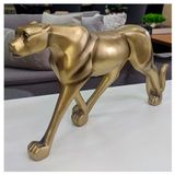 Decoração Escultura Leopardo Dourado Enfeite Sala 31,5cm