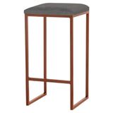 Banqueta Billie Base Bronze Veludo Cinza Gran Belo