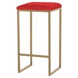 Banqueta Billie Base Gold Suede Vermelho Gran Belo