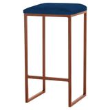 Banqueta Billie Base Bronze Veludo Azul Gran Belo