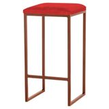 Banqueta Billie Base Bronze Veludo Vermelho Gran Belo