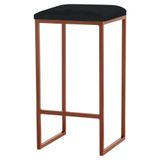 Banqueta Billie Base Bronze Veludo Preto Gran Belo