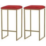 Kit 2 Banqueta Billie Base Gold Suede Vermelho Gran Belo