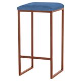 Banqueta Billie Base Bronze Suede Azul Marinho Gran Belo