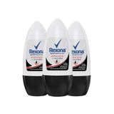 Kit Desodorante Roll On Rexona Feminino Antibacterial Invisible 50ml - 3 Unidades