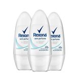 Kit Desodorante Roll On Rexona Sem Perfume 50ml - 3 Unidades