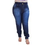 Calça Feminina Skinny Jeans Simples Com Detalhe De Riscos Plus Size