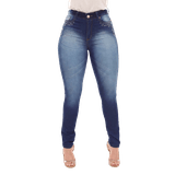 Calça Feminina Skinny Jeans Simples Detalhe De Risco Com Strass Line