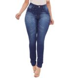 Calça Feminina Skinny Jeans Simples Detalhe De Risco Perolado Com Brilho