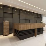 Conjunto Com 2 Balcões De Atendimento E Gaveteiro Executiva 4 Gv Marrom E Preto