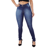 Calça Feminina Skinny Jeans Simples Detalhe De Risco