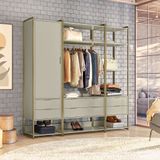 Guarda-roupa Closet Industrial Mital 1 Pt 6 Gv Off White E Dourado