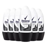 Kit Desodorante Roll On Rexona Invisible Feminino 50ml - 6 Unidades