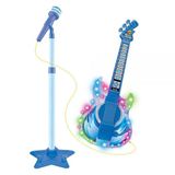 Guitarra E Microfone Infantil Com Som Luz Azul - Wellkids