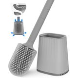Escova De Banheiro. Conjunto De Escova De Silicone 2021 Com Suporte De Parede E Suporte De Piso. Cabeça De Escova De Limpeza Dupla. Alça Lon