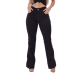 Calça Feminina Flare Jeans Preto Cintura Alta