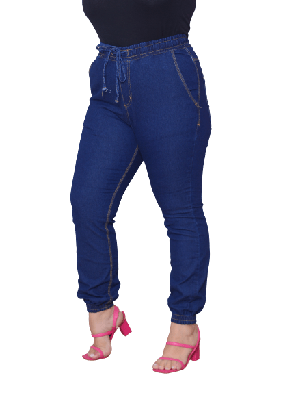 Calça Feminina Jogger Jeans Escuro.