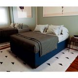 Cama Box Baú Com Colchão Casal Mola Ensacada Guldi Firme E 2 Travesseiros Guldi Soft Nasa Azul E Branco