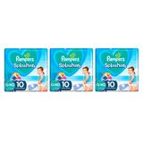 Kit 3 Fralda Pampers Splashers Baby Shark Tamanho G/xg Com 10 Fraldas Descartáveis