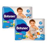 Kit 2 Fralda Babysec Ultrasec Tamanho G Pacote Jumbo 22 Unidades Descartáveis Cada