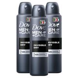 Desodorante Dove Men + Care Invisible Dry Aerosol Antitranspirante 89g | Kit Com Três Unidades