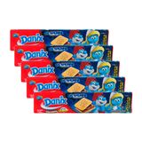 Kit 5 Biscoito Recheado Danix Smurfs Sabor Chocolate 130g