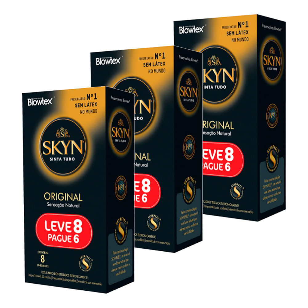 Kit 3 Preservativo Blowtex Skyn Original Leve 8 Pague 6 Unidades