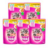 Ração Para Gatos Whiskas Filhotes 2-12 Meses Sachê Sabor Frango Ao Molho 85g | Kit Com Cinco Unidades