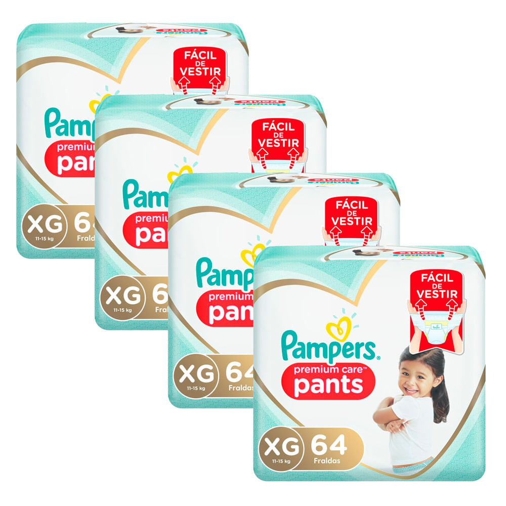 Kit 4 Fralda Pampers Pants Premium Care Tamanho Xg 64 Unidades