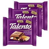 Chocolate Garoto Talento Amêndoas E Uvas Passas 25g | Kit Com Três Unidades