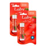 Protetor Solar Labial Laby Fps 15 Sabor Morango 4,5g | Kit Com Duas Unidades