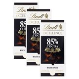 Chocolate Lindt Excellence 85% Cocoa Dark Com 100g | Kit Com Três Unidades