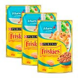 Kit 3 Ração Úmida Para Gatos Friskies Adultos Sabor Atum Ao Molho Em Sachê 85g