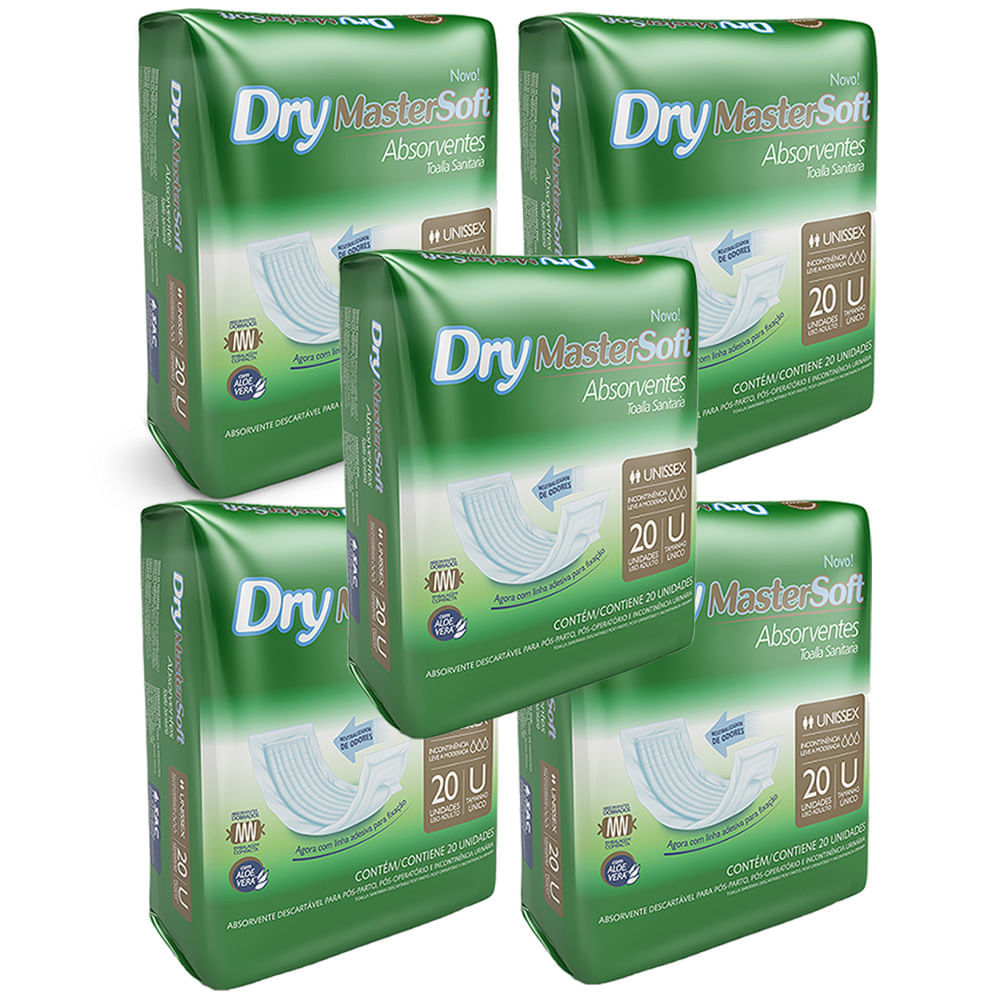 Absorvente Geriátrico Dry Mastersoft 20 Unidades | Kit Com 5 Unidades