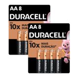 Kit 2 Pilha Duracell Aa Alcalina 8 Unidades