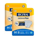 Kit 2 Fraldas Geriátrica Bigfral Derma Plus Tamanho M Com 8 Unidades Cada