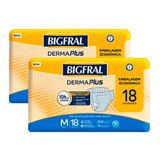 Kit 2 Fralda Geriátrica Bigfral Derma Plus Tamanho M Com 18 Unidades Cada