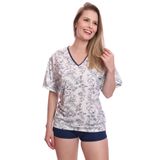 Pijama Curto Feminino Adulto Manga Curta Short Doll Malha